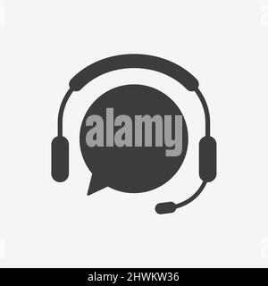 Support Talk Chat Headphone Flat Design Icon Stock Vector