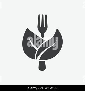 Eco Food Fork Plant Flat Design Icon Stock Vector