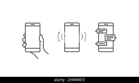 Smartphone Message Notification Flat Design Icon Set Stock Vector
