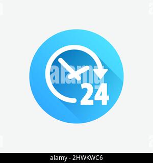 24 Hour Clock Service Support Color Outline Vector Icon Stock Vector