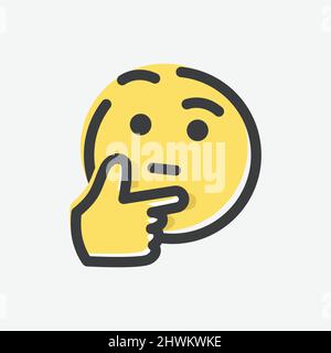 Thinking Face Emoji Flat Vector Icon Stock Vector