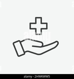 Insurance Medical Care Hand Flat Vector Icon Stock Vector