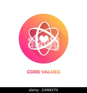Core Values icon set with teamwork, work life balance & diversity Stock ...