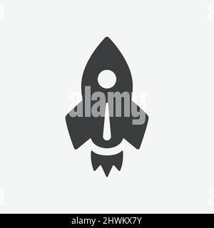 Rocket Spaceship Startup Flat Vector Icon Stock Vector