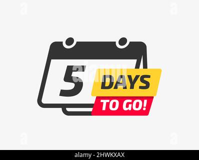 Five Days To Go Calendar Icon Stock Vector