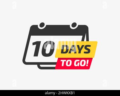 Ten Days To Go Calendar Icon Stock Vector
