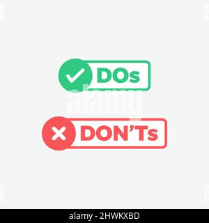 Dos And Don'ts Flat Vector Icon Set Stock Vector