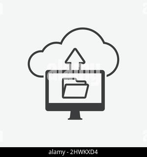 Cloud Upload Files Computer Flat Vector Icon Stock Vector