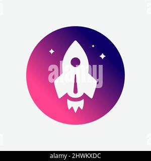 Rocket Spaceship Startup Round Color Vector Icon Stock Vector