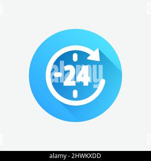 24 Hour Clock Service Support Color Outline Vector Icon Stock Vector