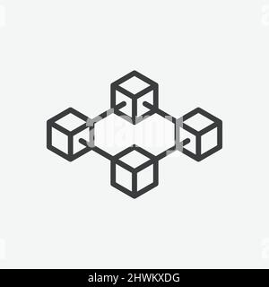 Block Chain Outline Flat Vector Icon Stock Vector