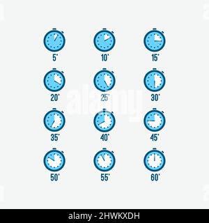 Timer, Clock, Stopwatch. Cooking Time Minutes Icon Set Stock Vector ...