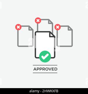 Approved File Document Flat Vector Icon Stock Vector