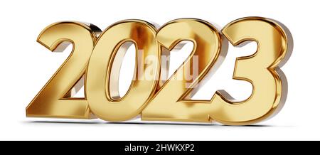 2023 bold golden letters isolated on white with shadows 3d-illustration ...