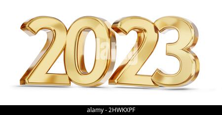 2023 bold golden letters isolated on white with shadows 3d-illustration ...