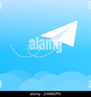 Paper Plane Sending Message Mail Flat Color Illustration Stock Vector