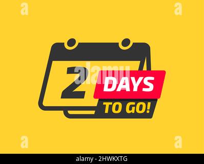 Two Days To Go Calendar Icon On Yellow Background Stock Vector