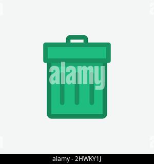 Trashcan Can Symbol Flat Vector Icon Stock Vector