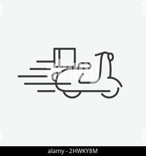 Delivery Bike Scooter Flat Vector Icon Stock Vector