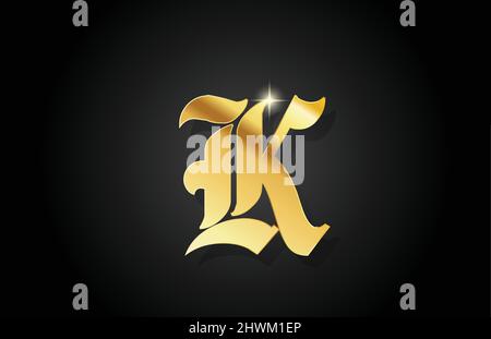 K vintage gold alphabet letter logo icon design. Creative golden template for business Stock Vector