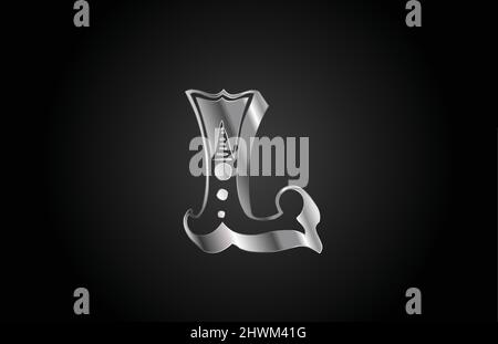 L vintage metal alphabet letter logo icon. Creative design for business or company Stock Vector