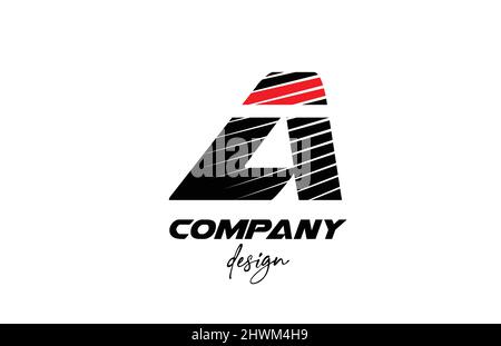 black and red A alphabet letter logo icon. Creative design for business and company with sliced bold style Stock Vector