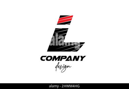 black and red L alphabet letter logo icon. Creative design for business and company with sliced bold style Stock Vector