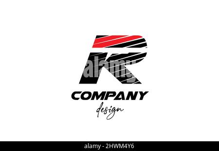black and red R alphabet letter logo icon. Creative design for business and company with sliced bold style Stock Vector