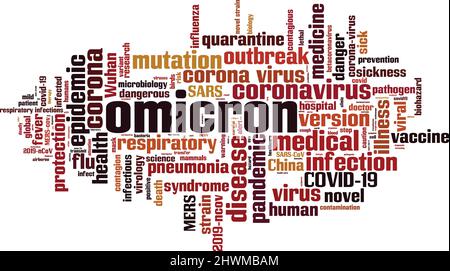 Omicron word cloud concept. Collage made of words about Omicron. Vector illustration Stock Vector