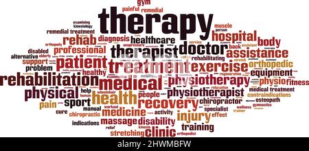 Therapy word cloud concept. Collage made of words about therapy. Vector illustration Stock Vector