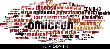 Omicron word cloud concept. Collage made of words about Omicron. Vector illustration Stock Vector