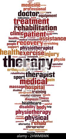 Therapy word cloud concept. Collage made of words about therapy. Vector illustration Stock Vector