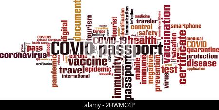 COVID passport word cloud concept. Collage made of words about COVID passport. Vector illustration Stock Vector