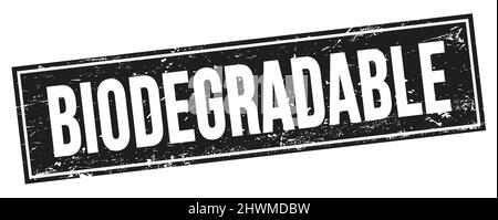 BIODEGRADABLE text on black grungy rectangle stamp sign. Stock Photo