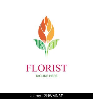 Florist logo illustration design template - vector Stock Vector
