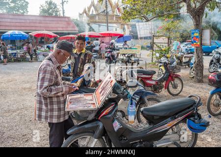 Local Sunday market in Khao Tao village just south of Hua Hin in Thailand Stock Photo