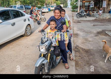 Local Sunday market in Khao Tao village just south of Hua Hin in Thailand Stock Photo