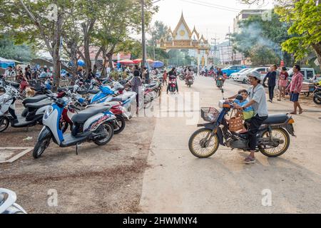 Local Sunday market in Khao Tao village just south of Hua Hin in Thailand Stock Photo