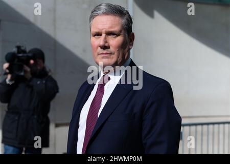 London, UK. 06th Mar, 2022. Keir Starmer seen after Sophie Raworth's ‘Sunday Morning' show at BBC Broadcasting House in London. (Photo by Tejas Sandhu/SOPA Images/Sipa USA) Credit: Sipa USA/Alamy Live News Stock Photo