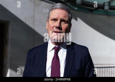 London, UK. 06th Mar, 2022. Keir Starmer seen after Sophie Raworth's ‘Sunday Morning' show at BBC Broadcasting House in London. (Photo by Tejas Sandhu/SOPA Images/Sipa USA) Credit: Sipa USA/Alamy Live News Stock Photo