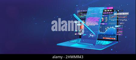 Conclusion of a transaction online with a digital signature Stock Vector