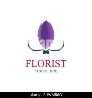Florist logo illustration design template - vector Stock Vector