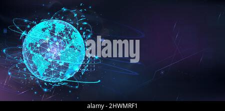 Earth Globe with digital elements, concept Technologies and Communications Stock Vector