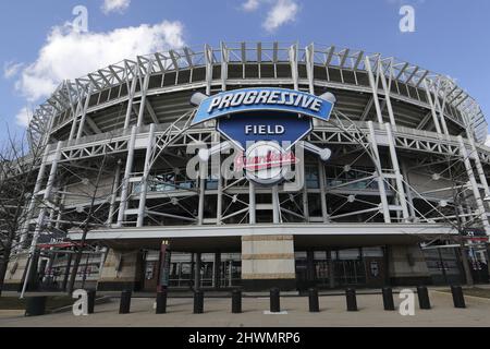 Cleveland, United States. 06th Mar, 2022. The Cleveland Guardians stadium, Progressive Field, is shown in Cleveland, Ohio on Sunday, March 6, 2022. Photo by Aaron Josefczyk/UPI Credit: UPI/Alamy Live News Stock Photo