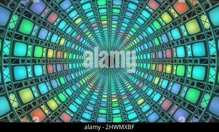 Stage Light Tunnel. Green screen background. 3d Rendering. Stock Photo