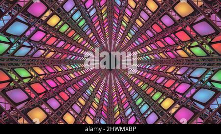 Stage Light Tunnel. Green screen background. 3d Rendering. Stock Photo