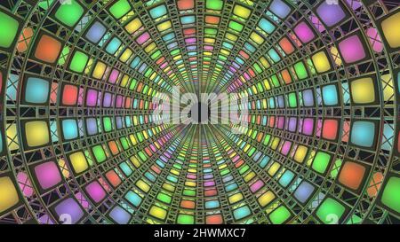 Stage Light Tunnel. Green screen background. 3d Rendering. Stock Photo