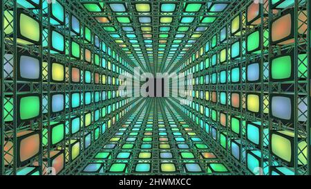 Stage Light Tunnel. Green screen background. 3d Rendering. Stock Photo
