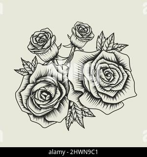 illustration vector vintage rose flower Stock Vector