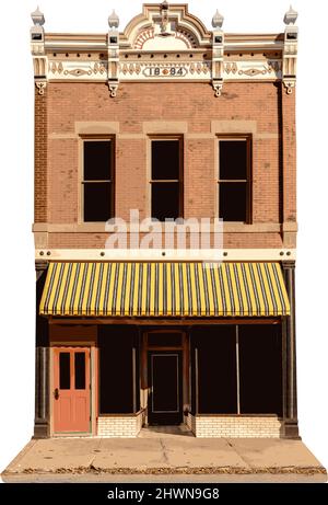 Vector graphic depicting an architectural elevation of a turn of the century building facade. Stock Vector